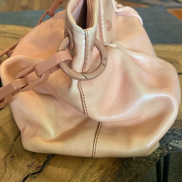 J.CREW NUDE PEACH LEATHER SATCHEL BAG WITH CROSSBODY CHAIN - Picture 9 of 11